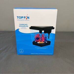 Top Fin Diamond Aquarium 1 Gallon Fish Tank 10.4x6.9x8.4”